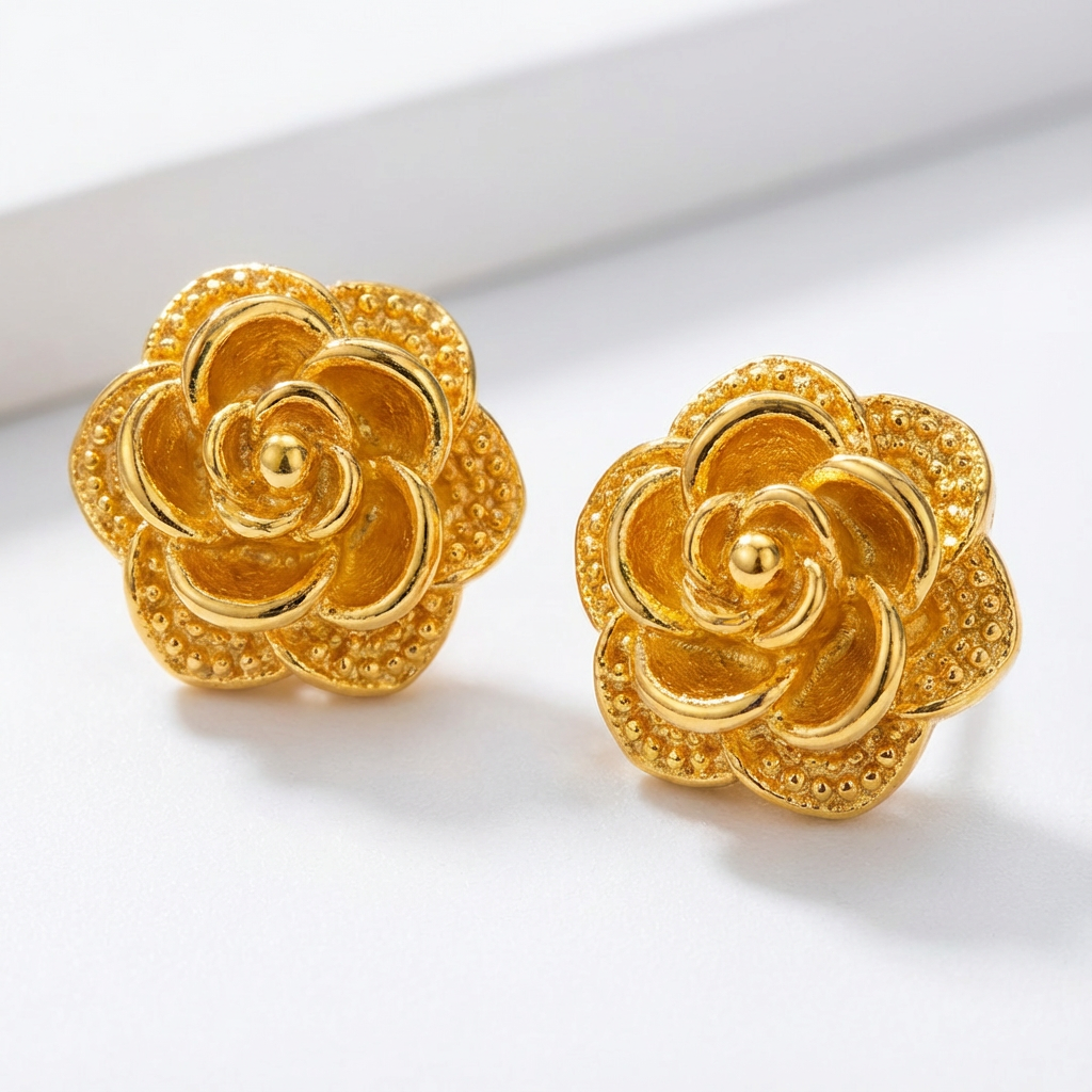 铜合金耳饰 不掉色耳钉女士金色饰品复古宫廷