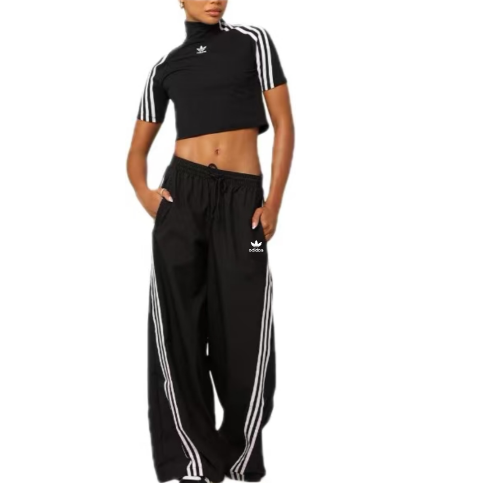 【撤柜福利】夏季辣妹系列 三道杠宽松阔腿运动 女款刺绣休闲裤