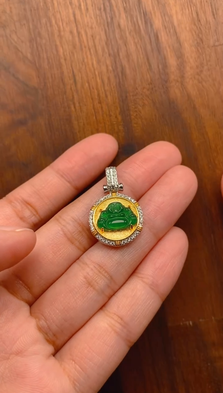 【闪购商品】翡翠吊坠(不含链)银S925镶嵌佛公