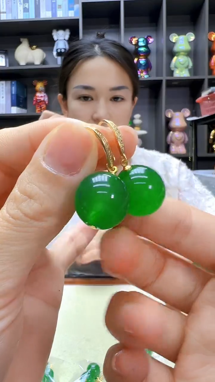 翡翠14K金镶嵌颈饰沉白diy劲饰