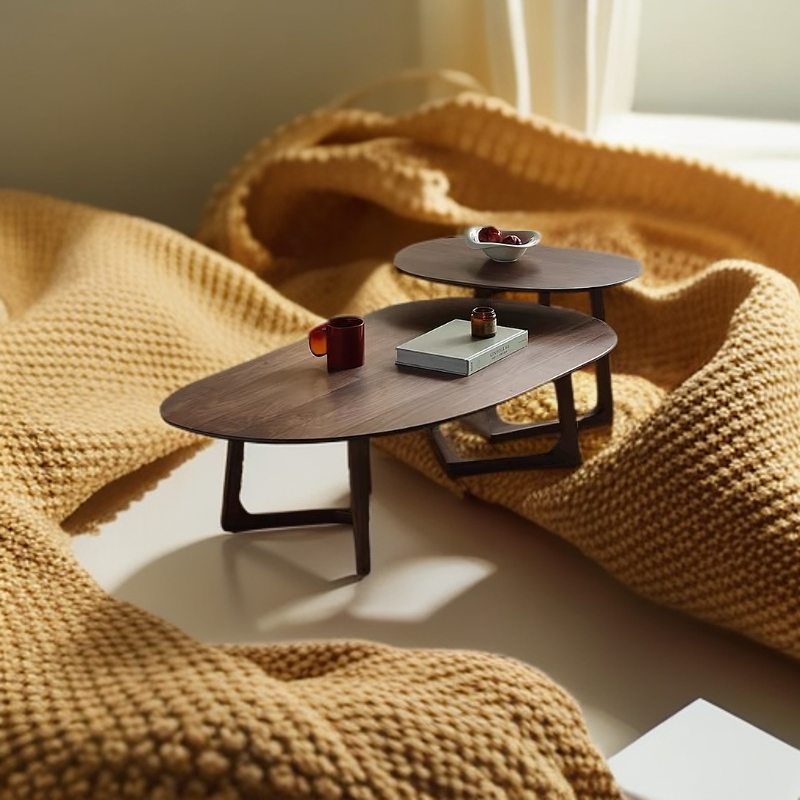 北美黑胡桃木茶几北欧现代简约大小高低组合边几原创设计异型茶几