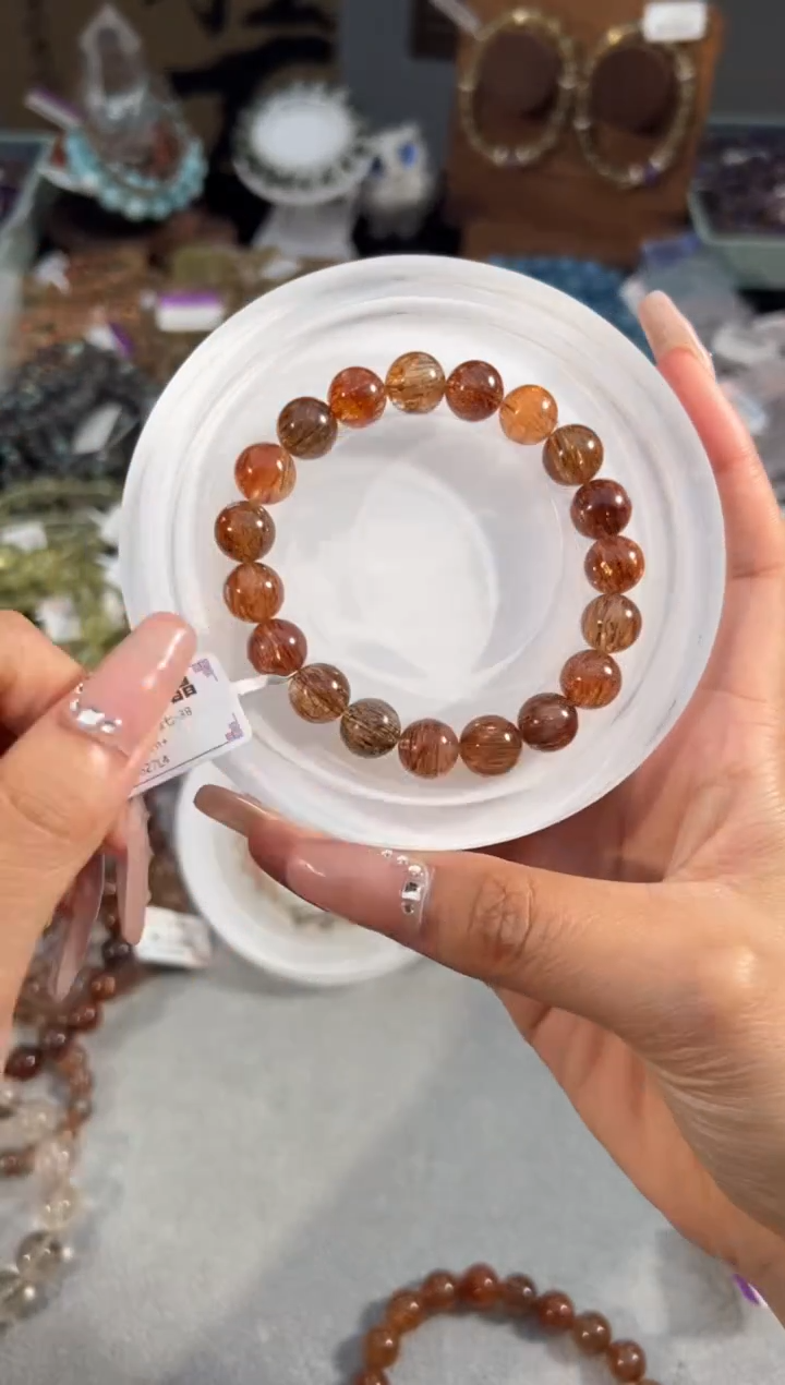 水晶手串未镶嵌黑金超七10+