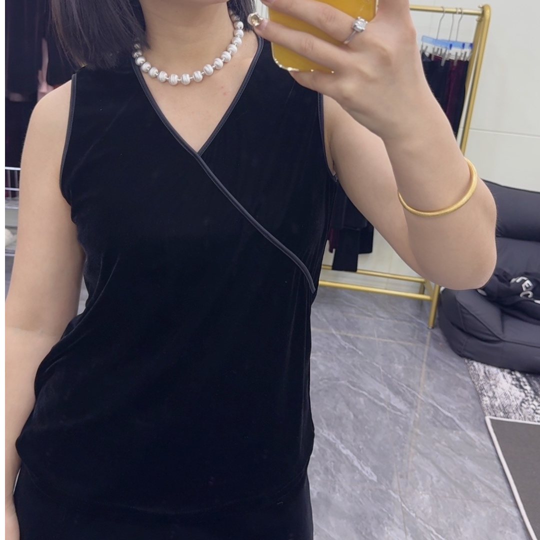 高档丝绒新中式轻职风中国风直筒背心吊带夏季收腰慵懒风韩系