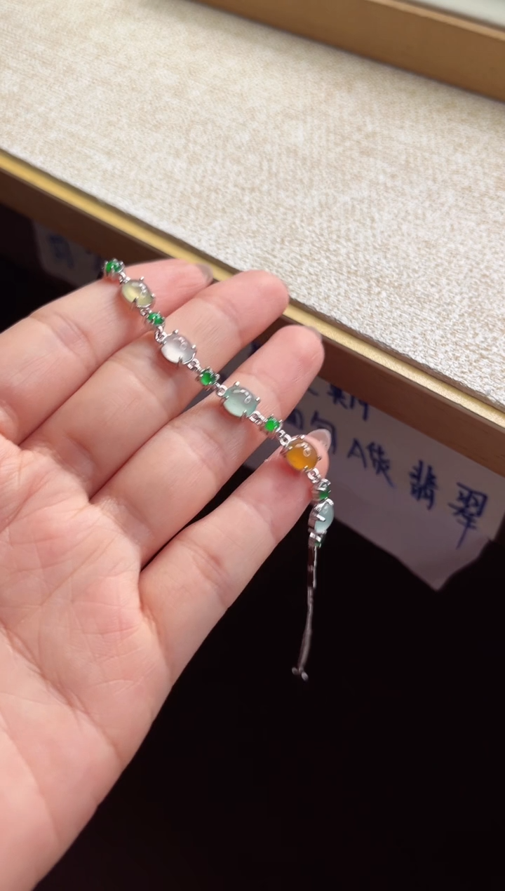 银S925镶嵌手链翡翠1