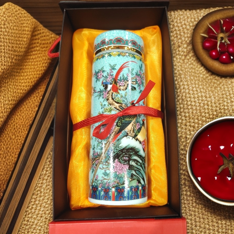 锦堂富贵蓝色保温杯+礼盒