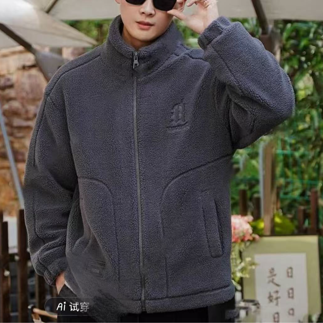 冬季新款加厚保暖颗粒绒羊羔毛立领棉衣夹克外套8802