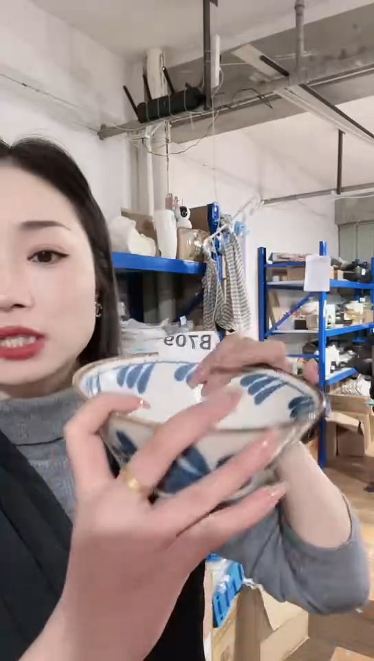 【闪购商品】瓷片日本进口瓷器南国之风17cm钵B706