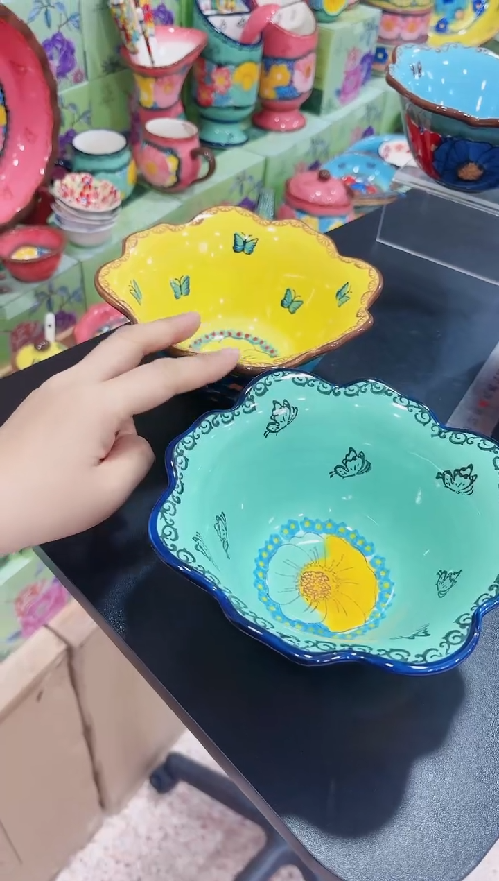 飞边碗四个（黄*2+碧海*2）