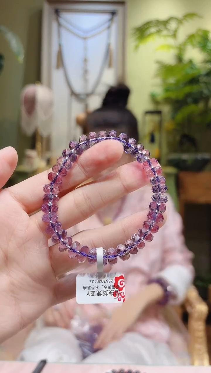 【闪购商品】水晶手串未镶嵌切割面算盘珠紫水晶手串Y