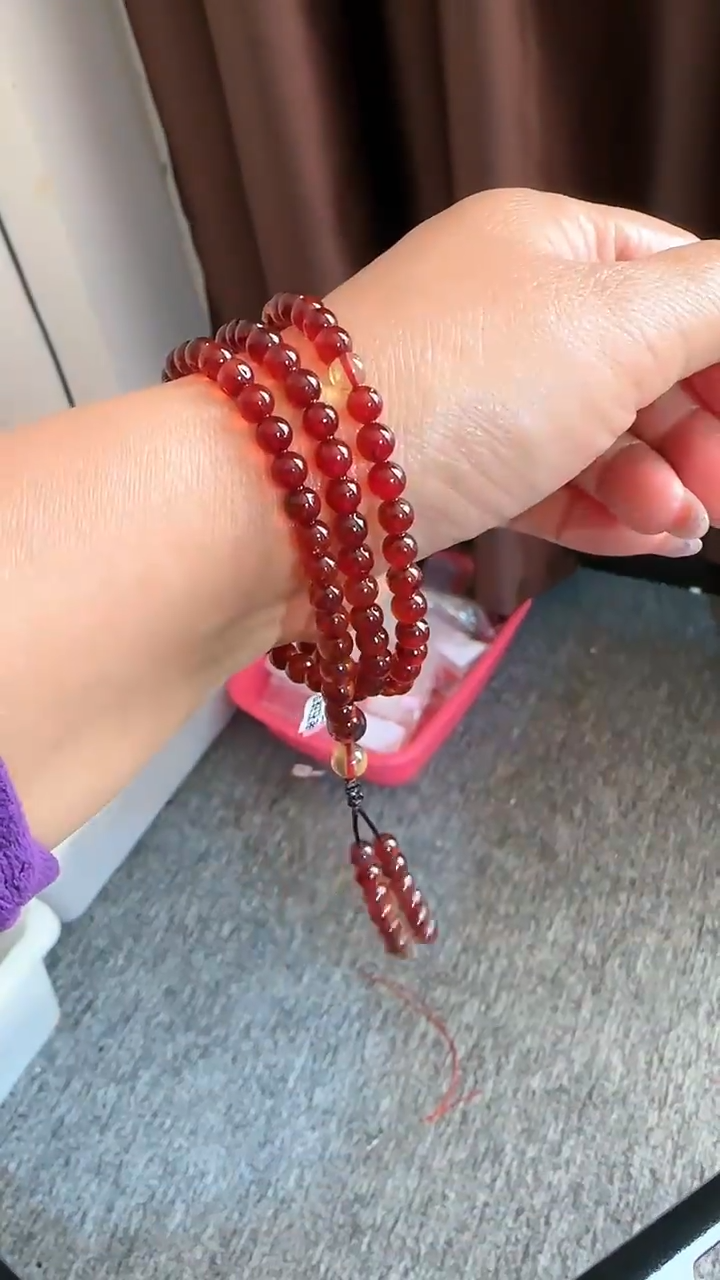 【闪购商品】琥珀手链未镶嵌规格5血珀108#76