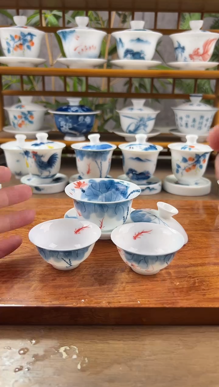 【闪购商品】微瑕线条莲80ml內绘+小玉兰杯2个