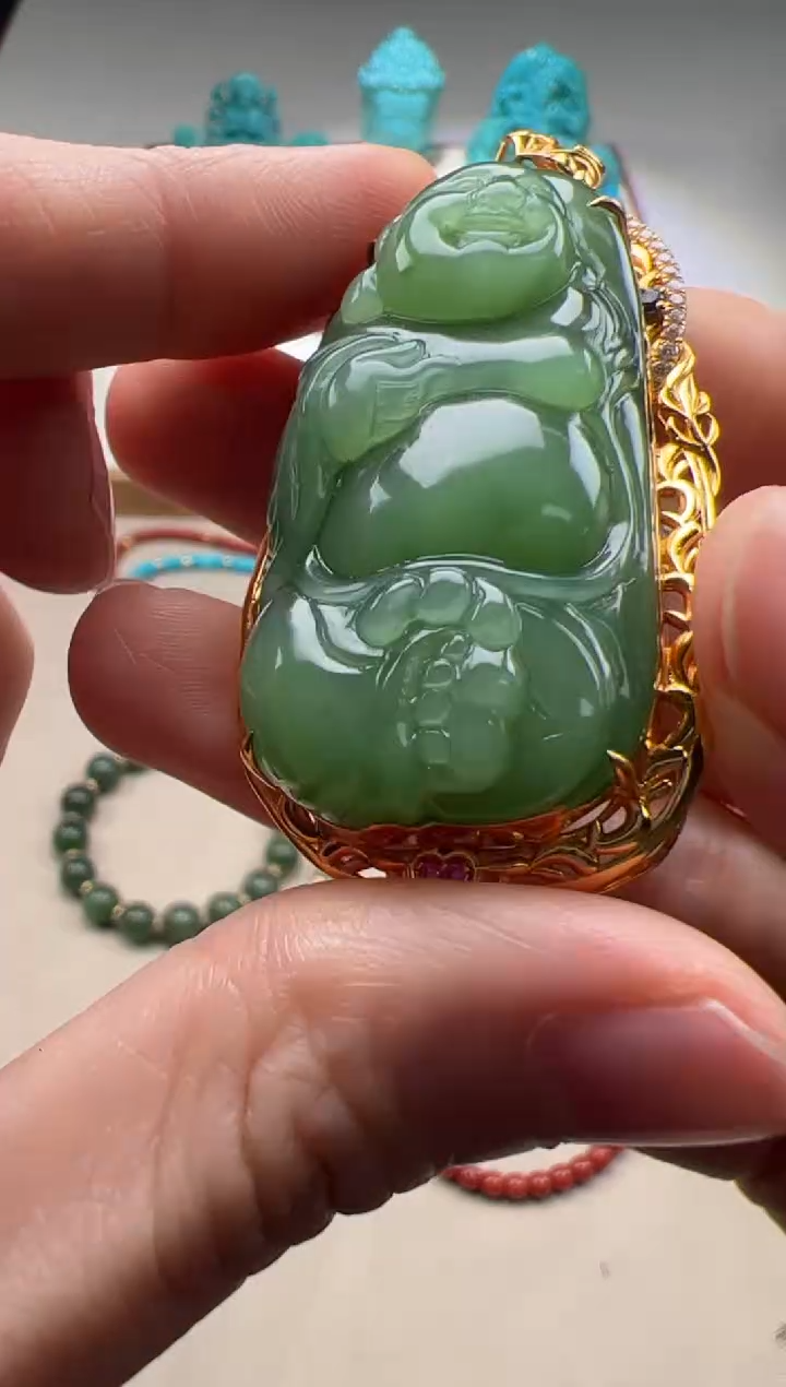 【闪购商品】和田玉（碧玉）配饰配饰18K金镶嵌配饰配饰