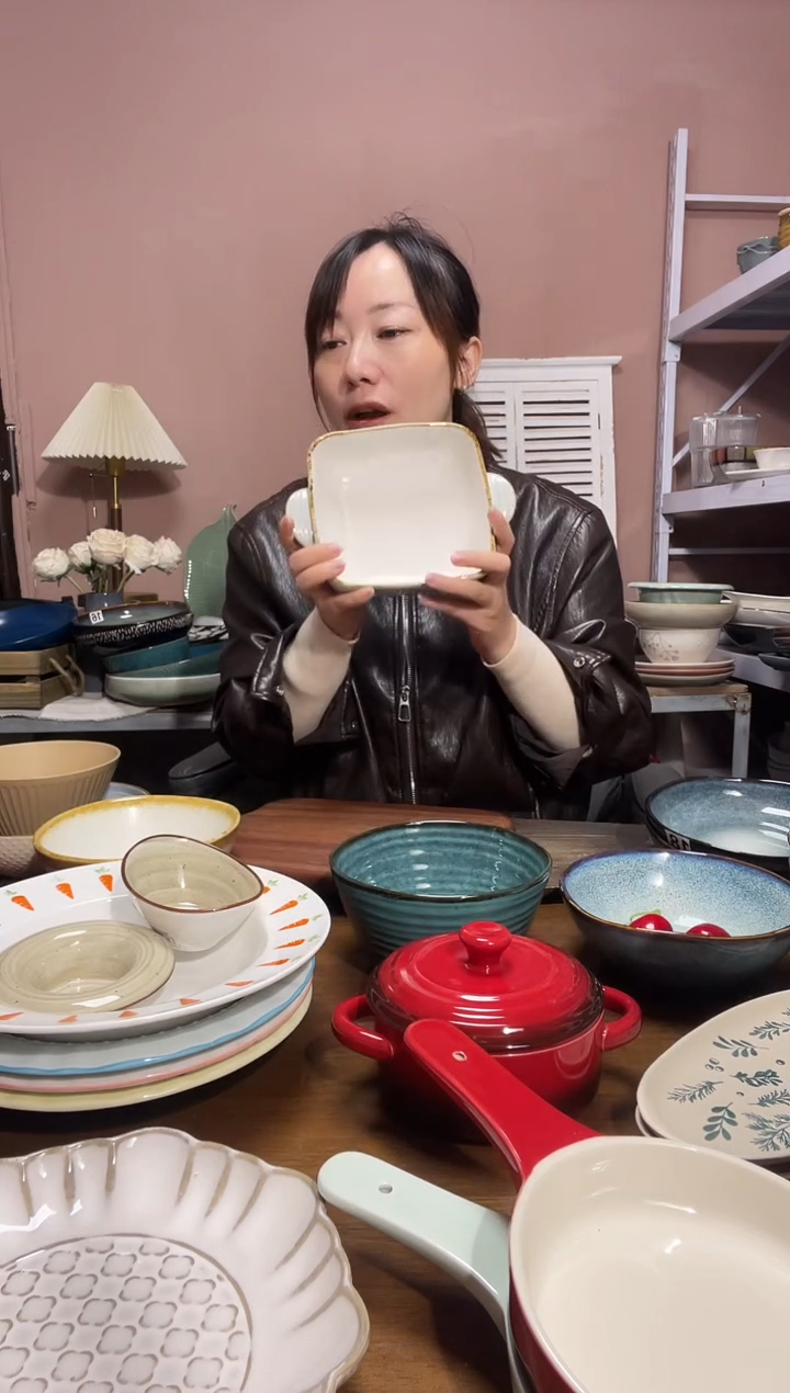 陶瓷微瑕（1个装）方形双耳碗
