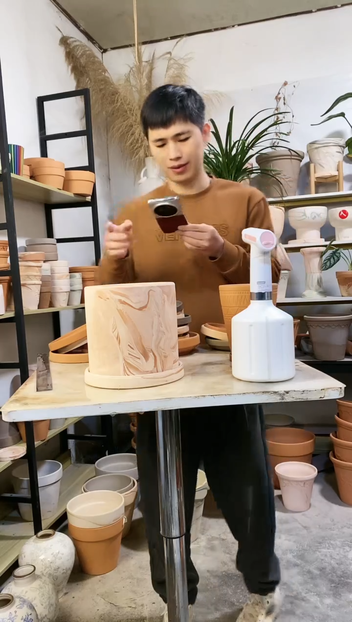 【闪购商品】红陶18*18玛奇朵直筒 1盆1托