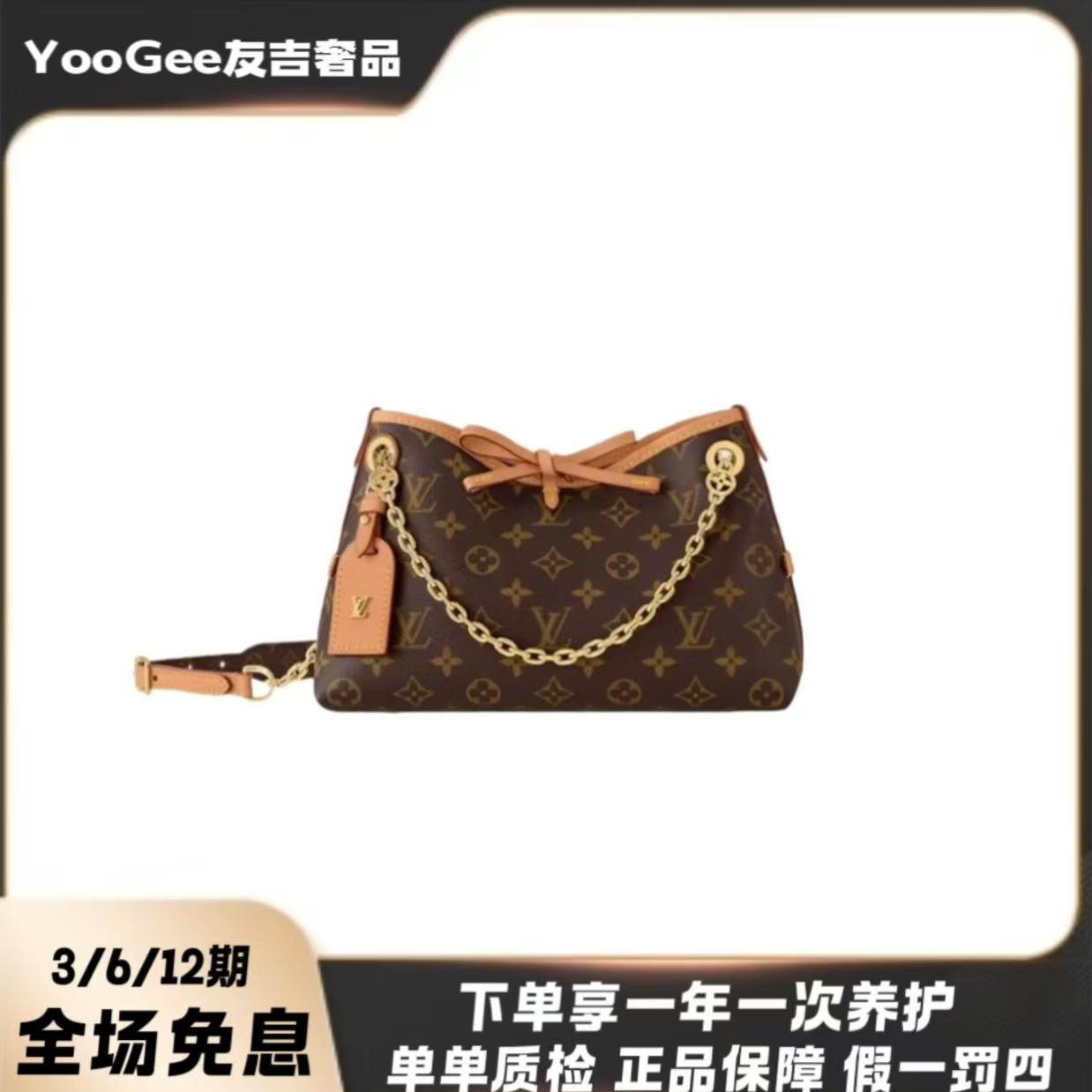 未使用 LouisVuitton/路易威登 CARRYALL BB老花单肩斜挎包