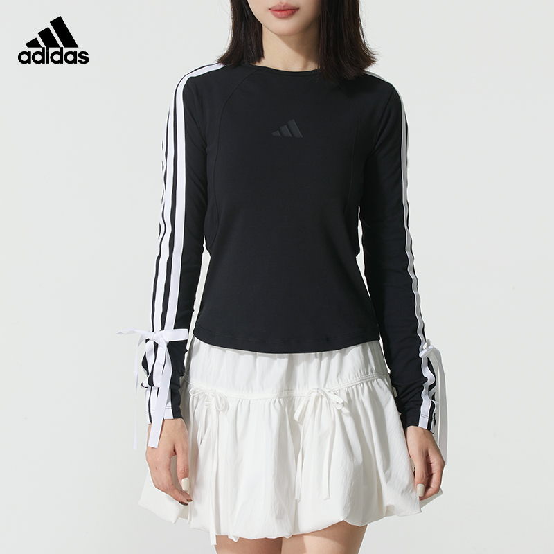adidas阿迪达斯长袖T恤女装2025新款运动休闲服圆领套头衫KG3862