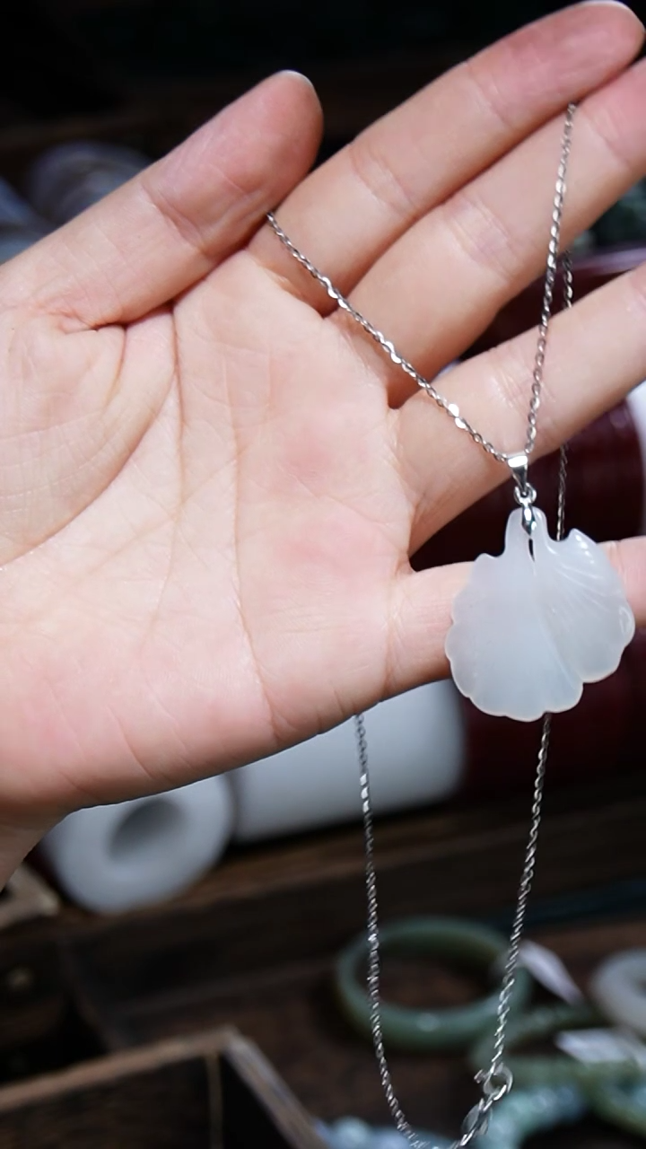 【闪购商品】和田玉叶子银S925镶嵌003