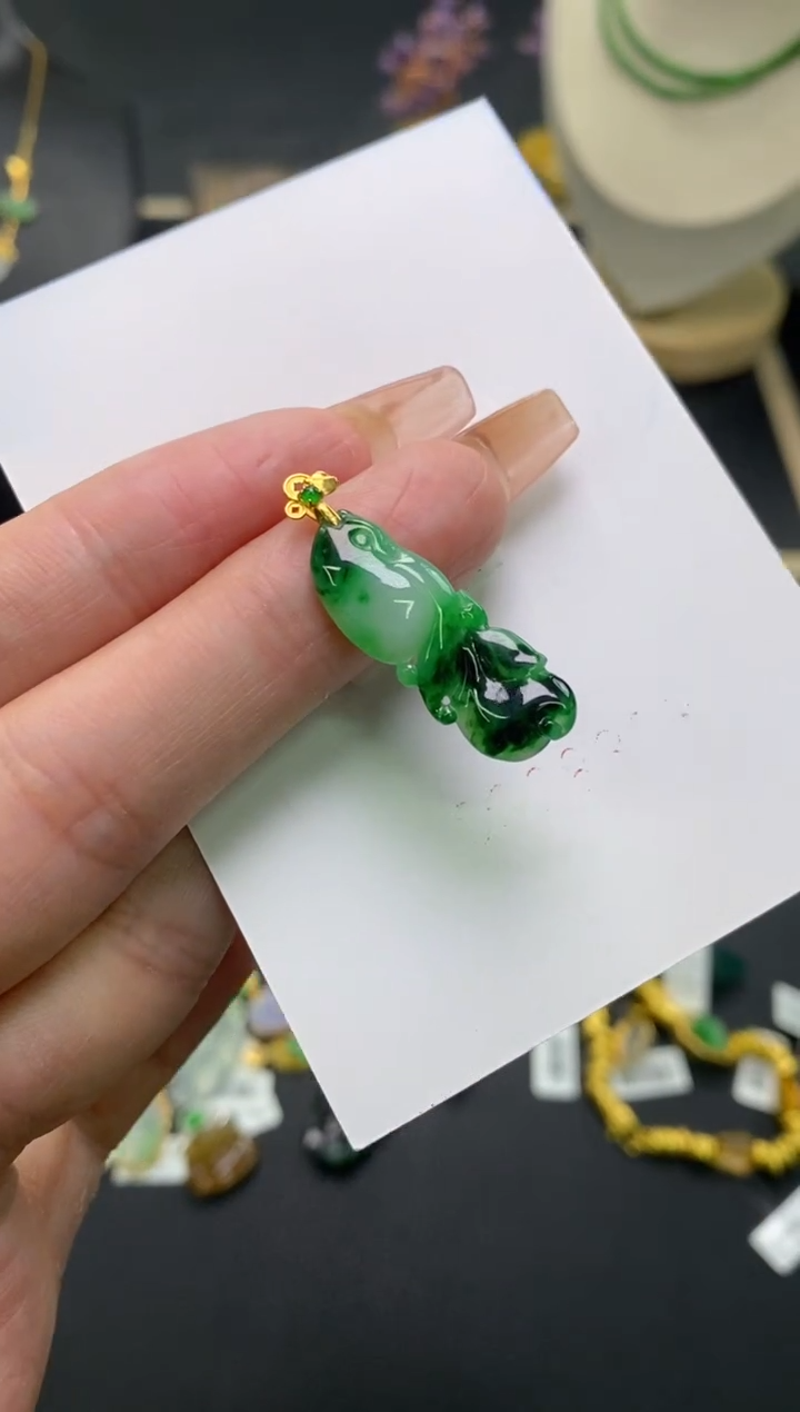 【闪购商品】翡翠颈饰18K金镶嵌净货18420