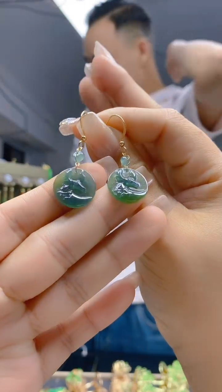 【闪购商品】翡翠耳饰合金425翡翠耳钩