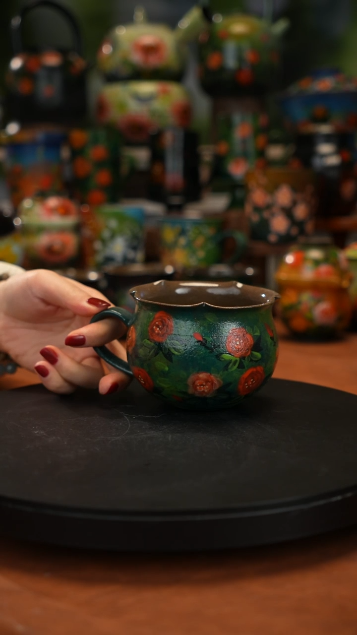 紫砂油画手绘釉下彩