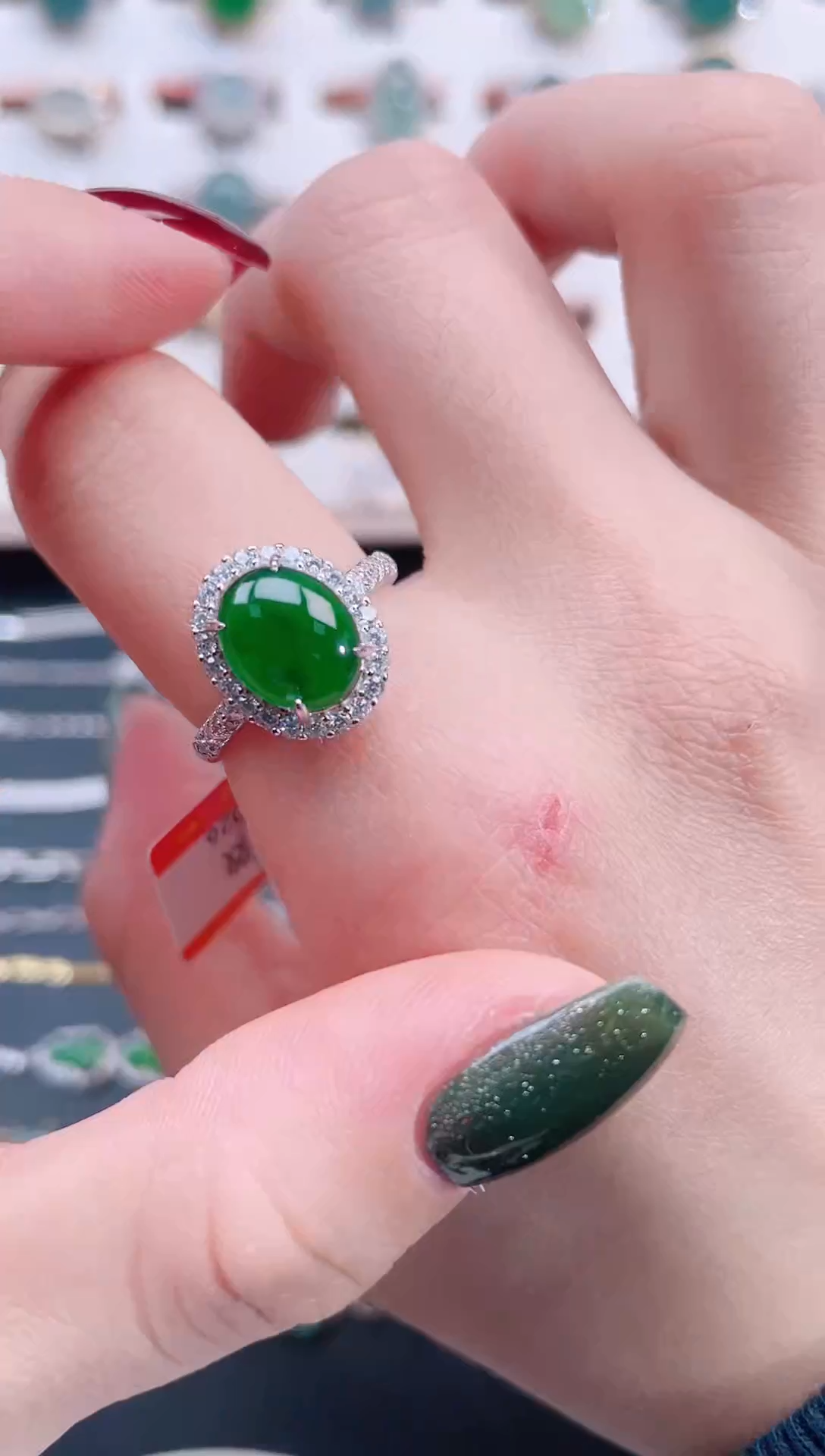 银S925镶嵌戒指翡翠天然翡翠