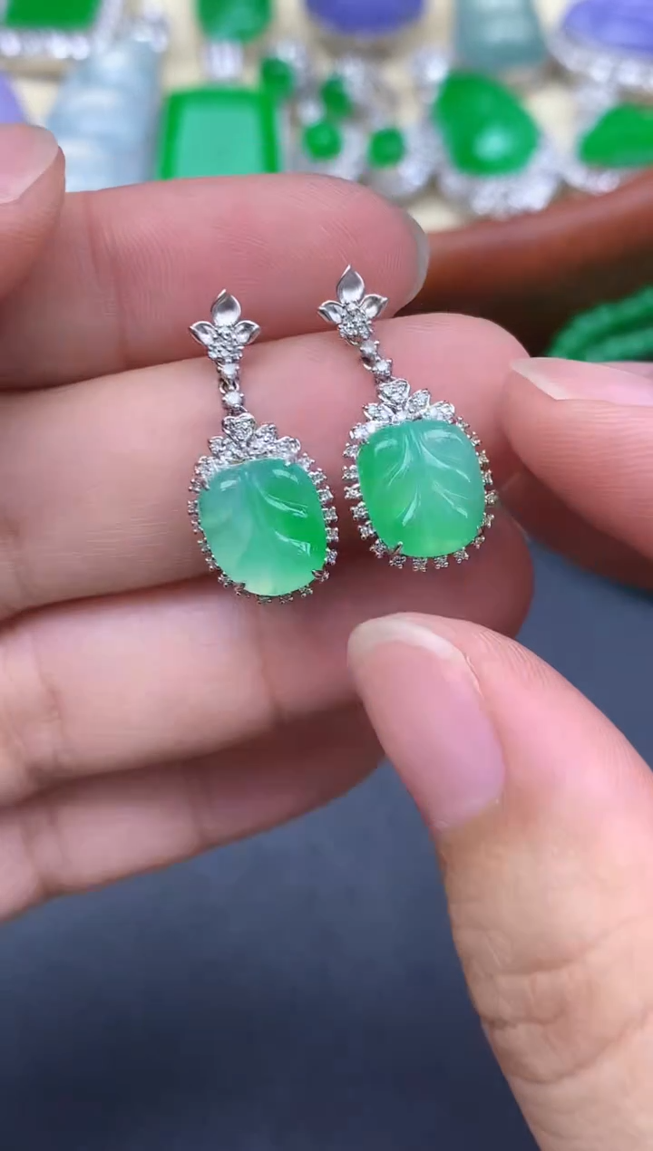 18K金镶嵌翡翠耳饰428-中国好珍宝