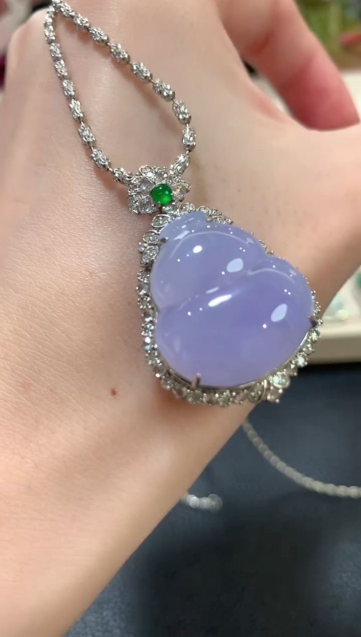 吊坠(不含链)18K金镶嵌翡翠蘇*酱b38紫色有色差