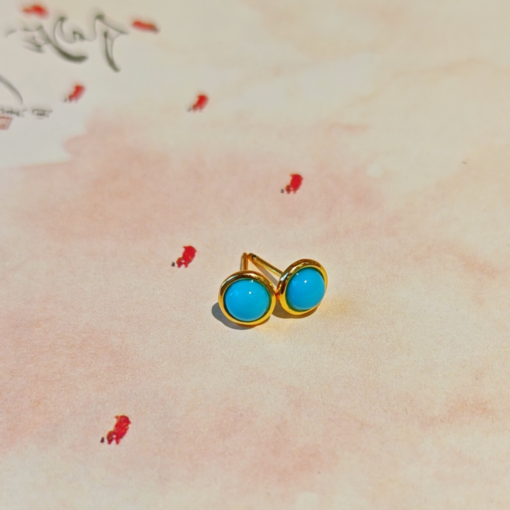 绿松石 美松耳钉 1531 s925银镶嵌  多样式发一件