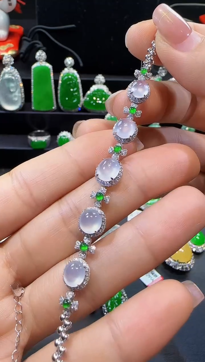 【闪购商品】翡翠手链18K金镶嵌手