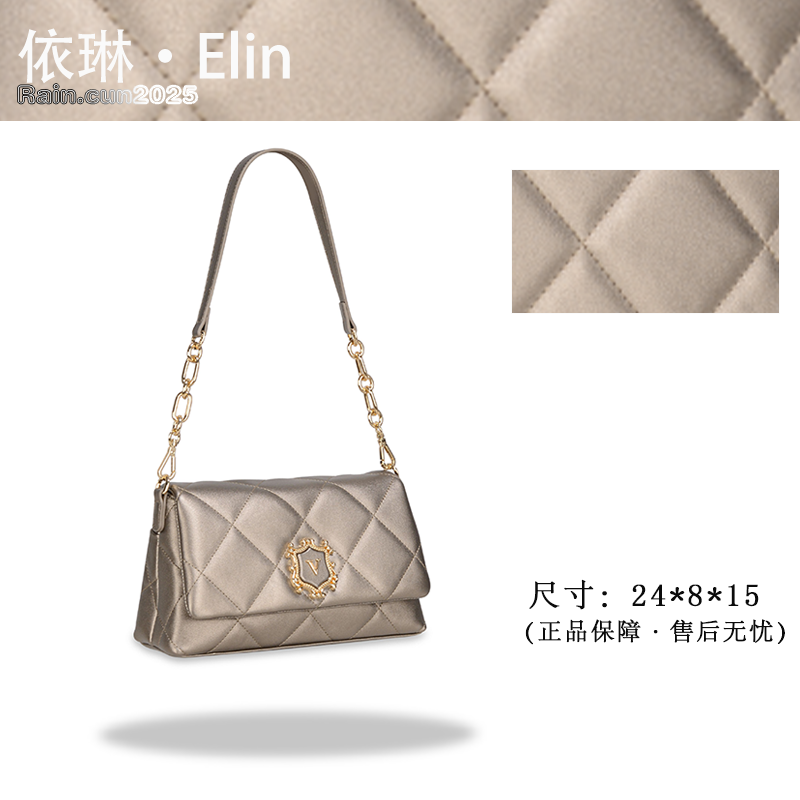 【女王徽章】2025年秋冬新款女包时尚设计单肩包GQ-20143-香槟色