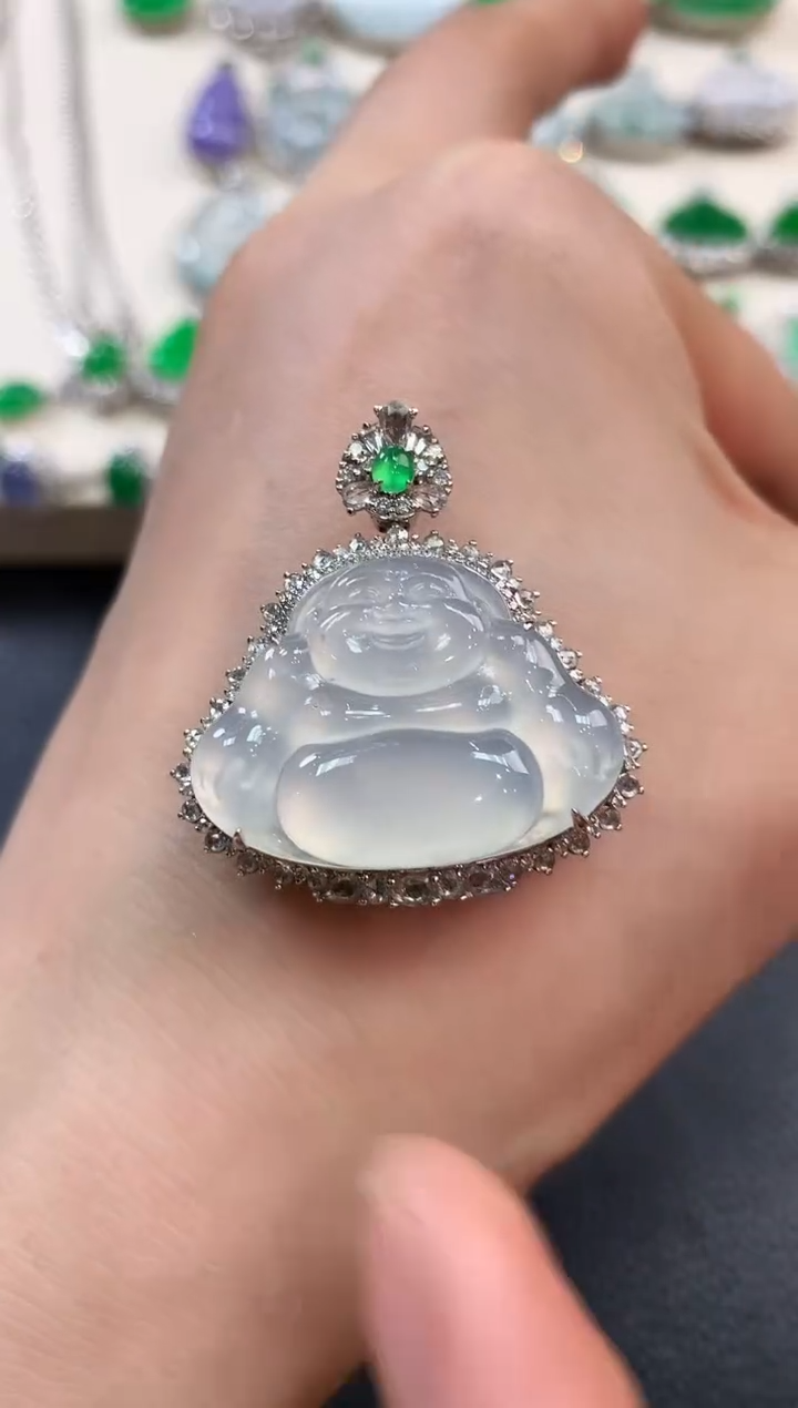 【闪购商品】翡翠吊坠(不含链)18K金镶嵌m98       