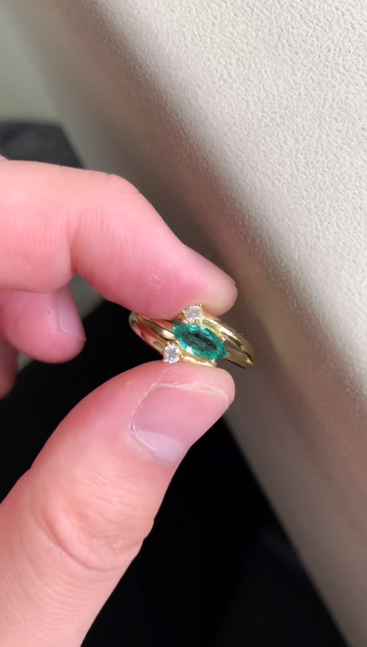 【闪购商品】祖母绿戒指银S925镶嵌戒指