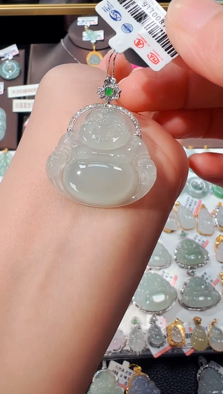 【闪购商品】翡翠吊坠(不含链)18K金镶嵌佛公吊坠1115