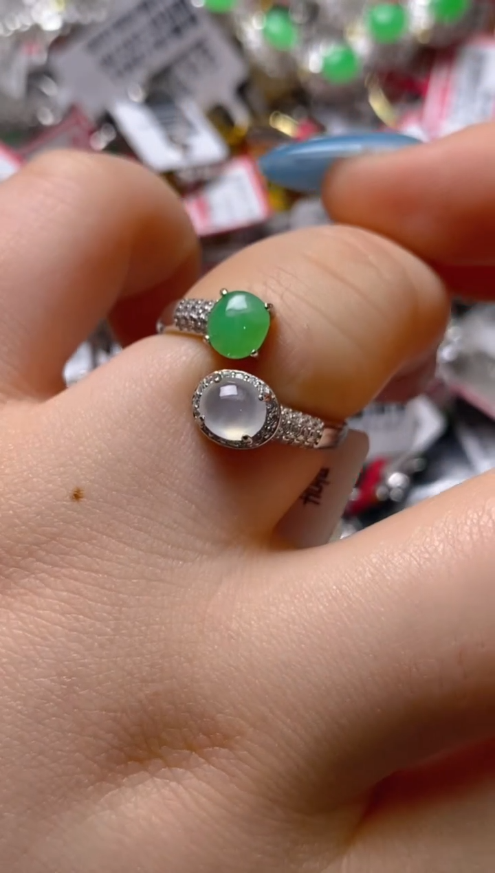 银S925镶嵌戒指翡翠百内无证书