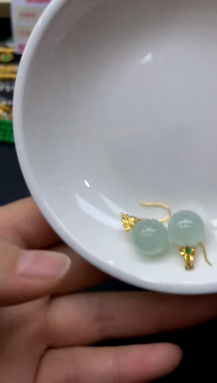 18K金镶嵌翡翠耳饰186-中国好珍宝