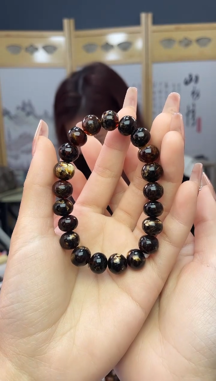 【闪购商品】琥珀裸石未镶嵌10+黑花手串多样性发货