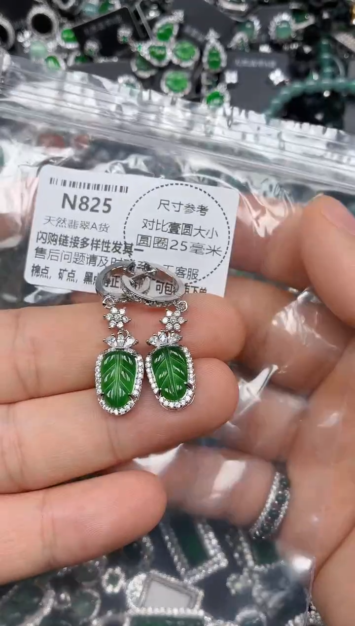 颈饰未镶嵌翡翠N825耳扣