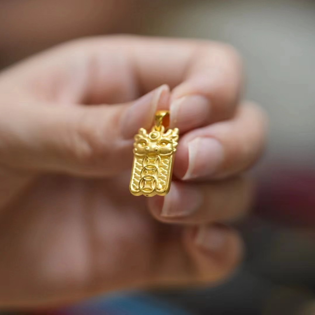 【巧玲专属】足金999醒狮钱币福牌吊坠