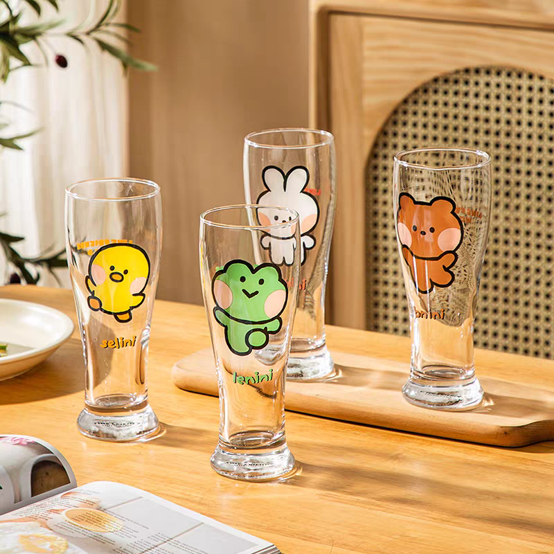 高颜值夏季家用果汁啤酒咖啡杯新款果茶冷饮玻璃杯网红可爱透明