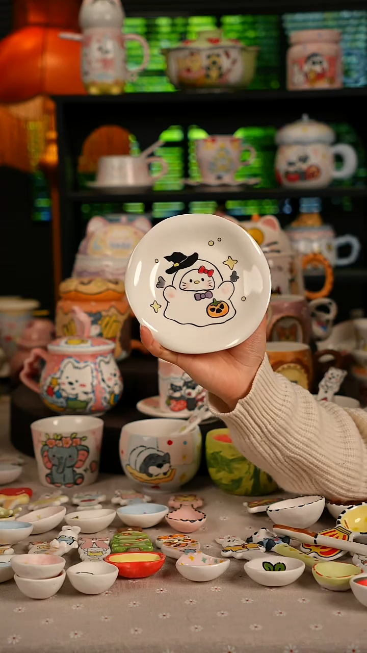 陶瓷无盖款景德镇高温釉下彩纯手绘创意瓷 默认微瑕 不退不换