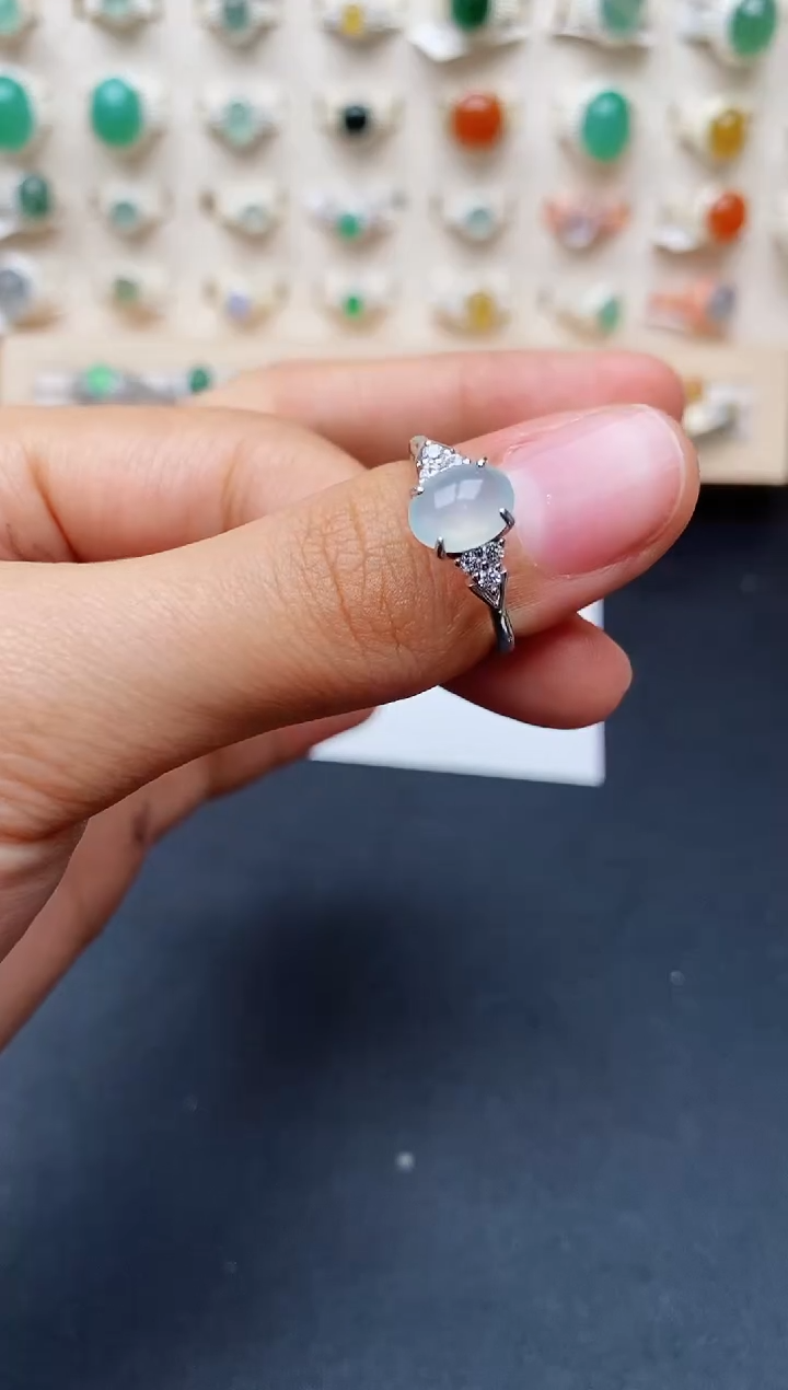 【闪购商品】翡翠戒指银S925镶嵌缅甸翡翠