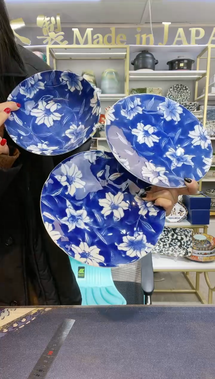 【闪购商品】碗蓝彩花钵+平盘+深盘3件套