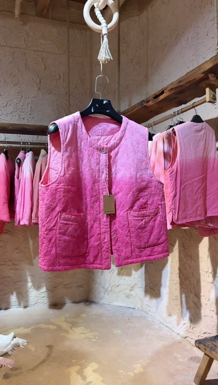 粉染全刺绣马甲植物染