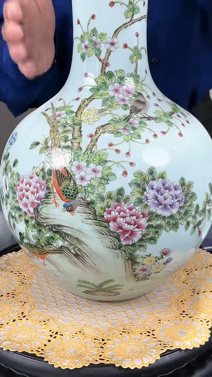 【闪购商品】官窑瓷画院723官窑瓷画院花鸟天球瓶