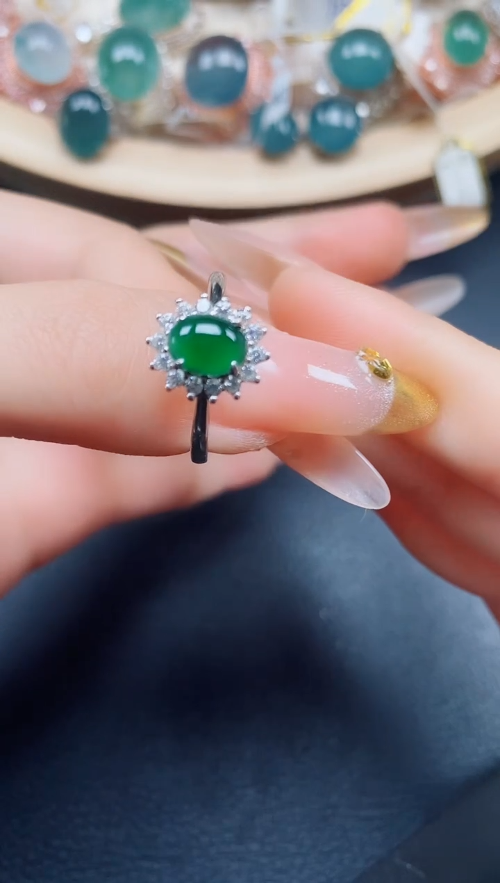 【闪购商品】翡翠戒指银S925镶嵌翡翠