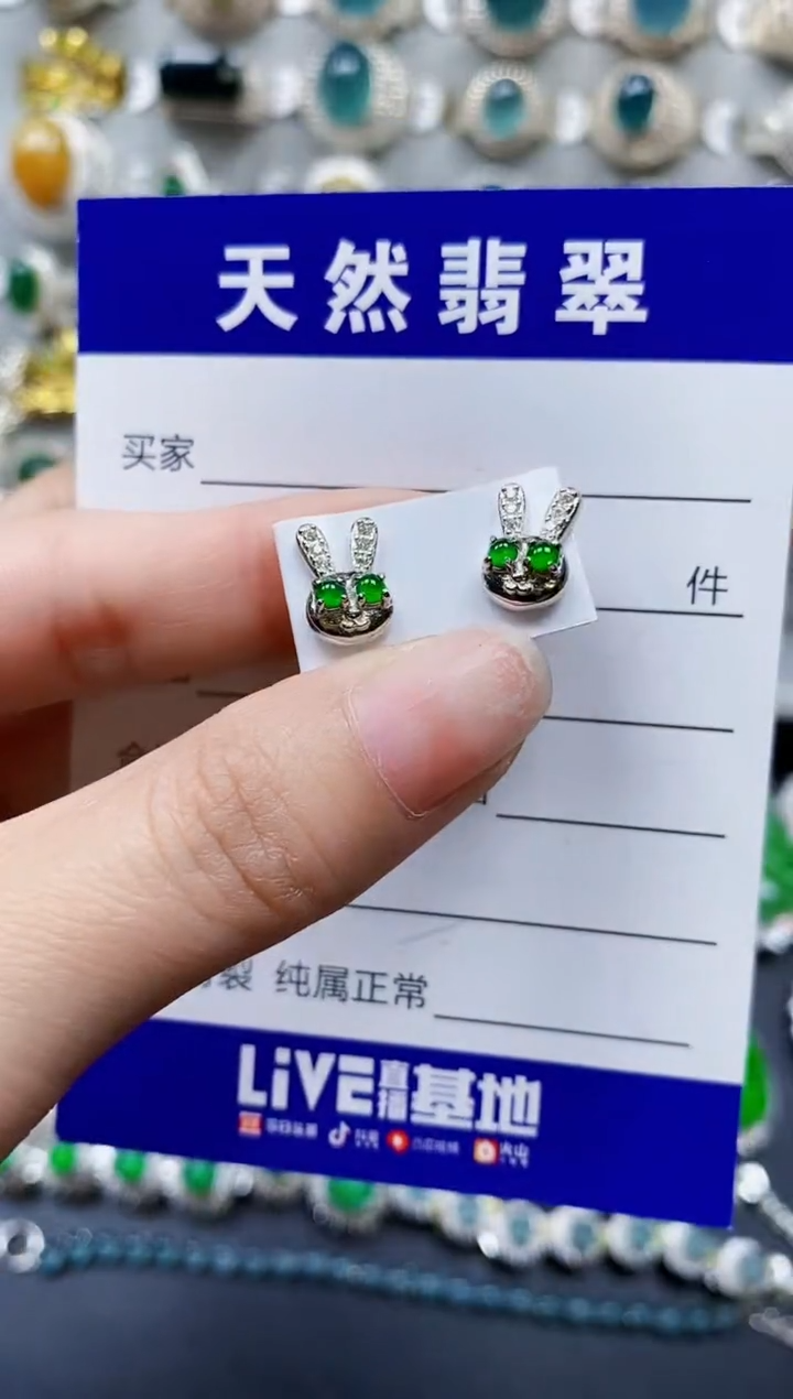 【闪购商品】翡翠银S925镶嵌耳饰0574