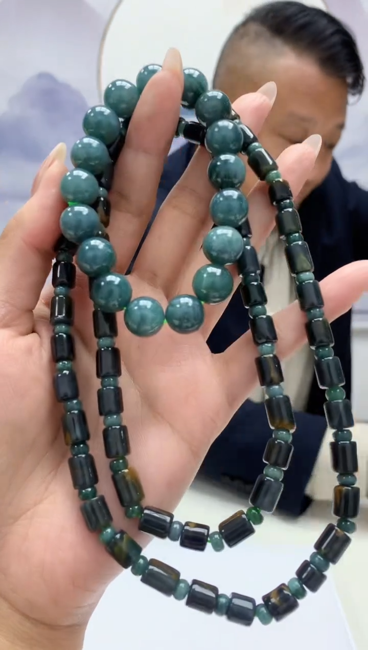 【闪购商品】定制翡翠未镶嵌4969MM-毛货珠链手串110