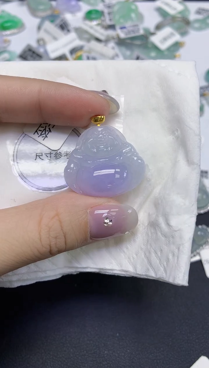 颈饰18K金镶嵌翡翠天然缅甸翡翠A货百元以上9元证书费自理