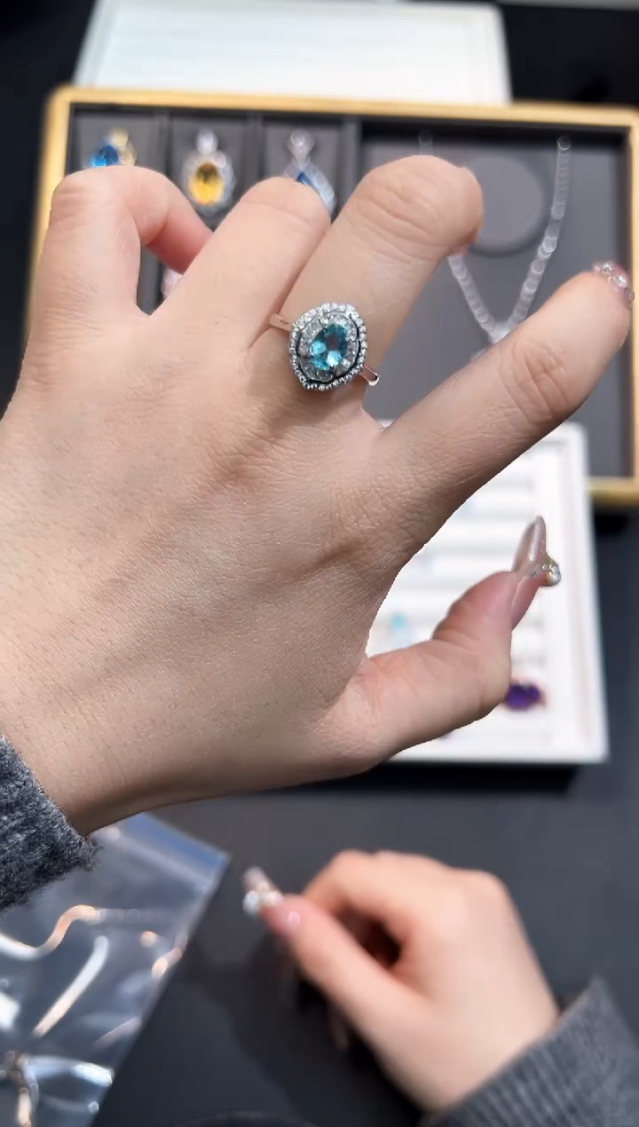 【闪购商品】磷灰石戒指银S925镶嵌7F多样性发其一/1个