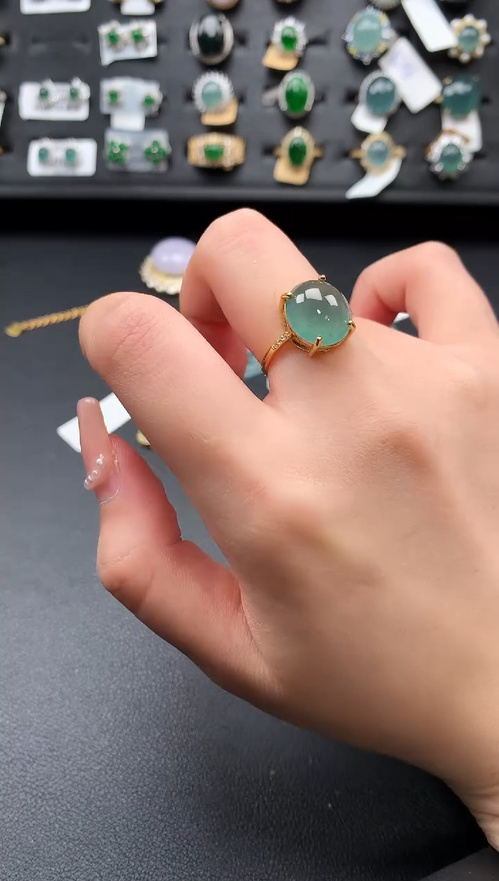 【闪购商品】翡翠戒指银S925镶嵌52141